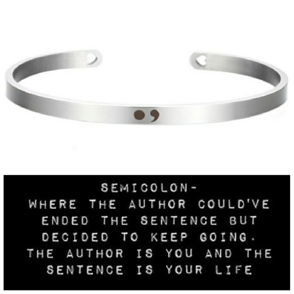 Jewelry - Semicolon ; Inspirational bangle bracelet